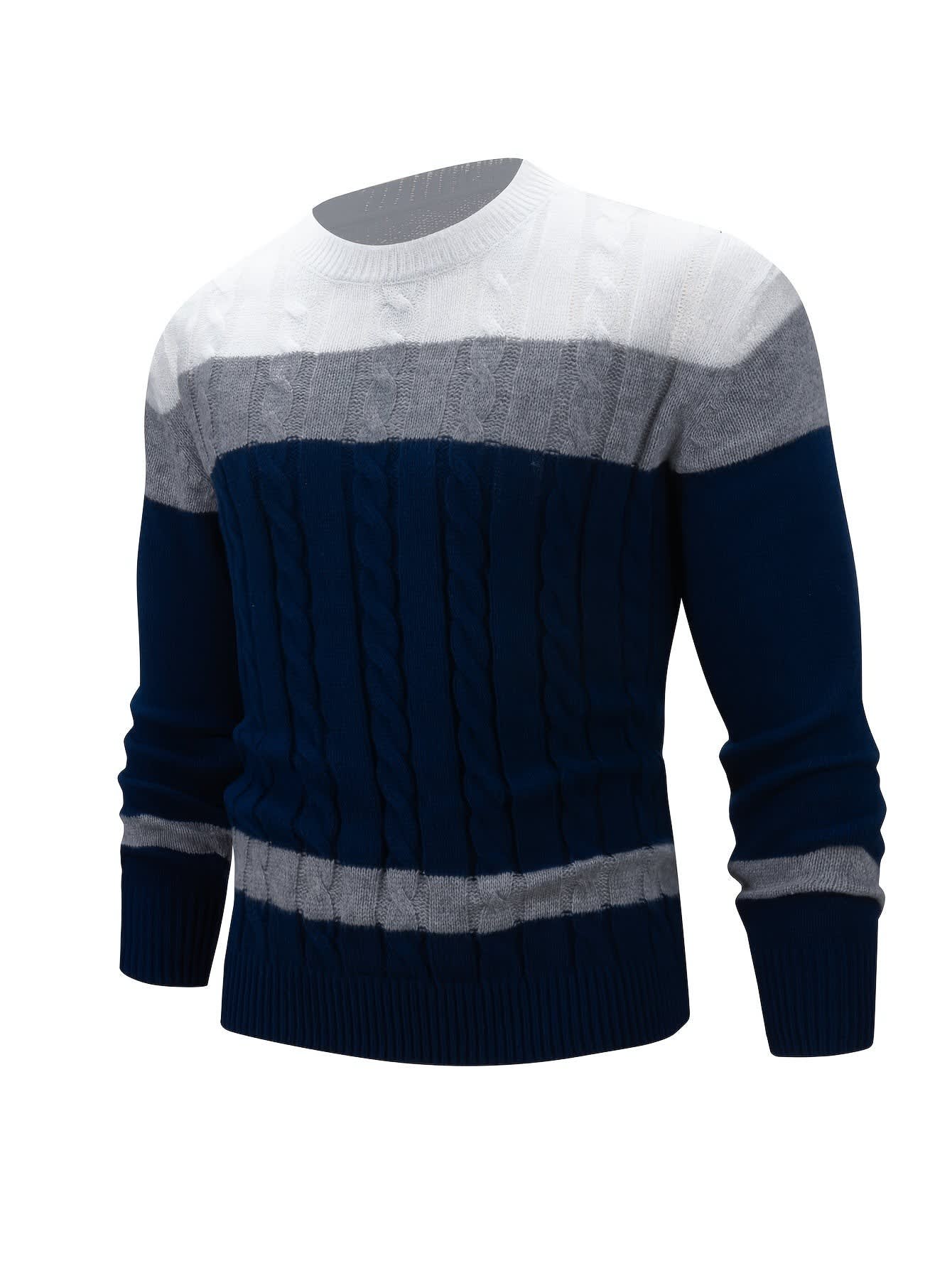 Edison Color Block Cable Knit Sweater_4