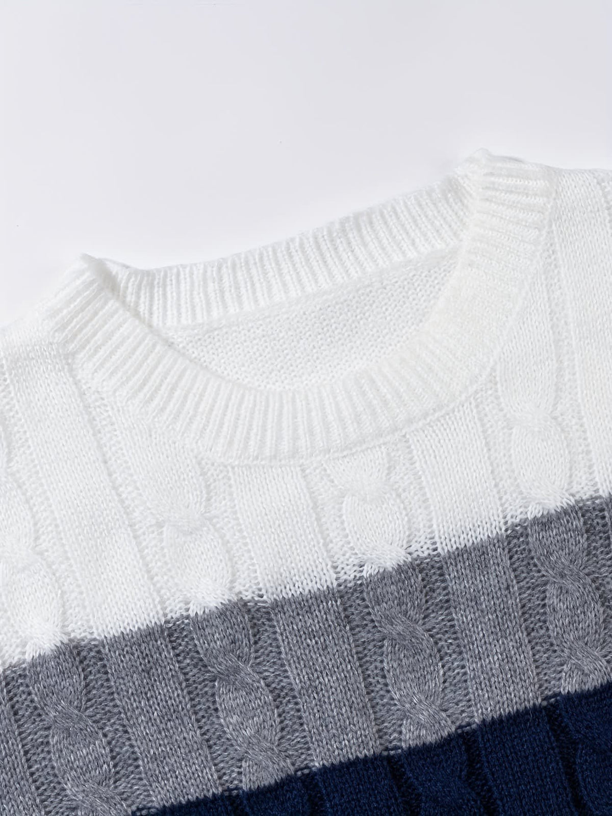 Edison Color Block Cable Knit Sweater