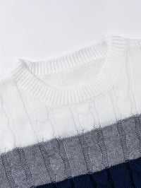Edison Color Block Cable Knit Sweater