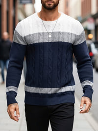 Edison Color Block Cable Knit Sweater