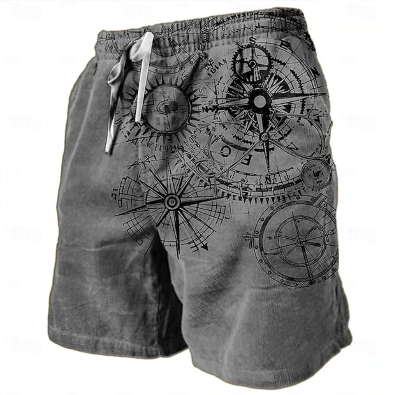 Byrne Compass Print Drawstring Shorts