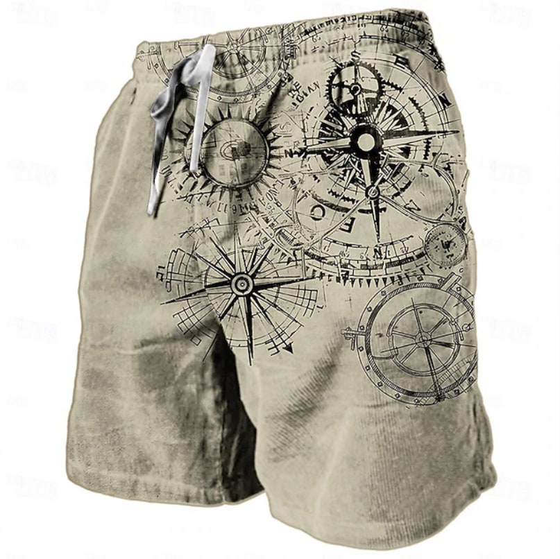 Byrne Compass Print Drawstring Shorts