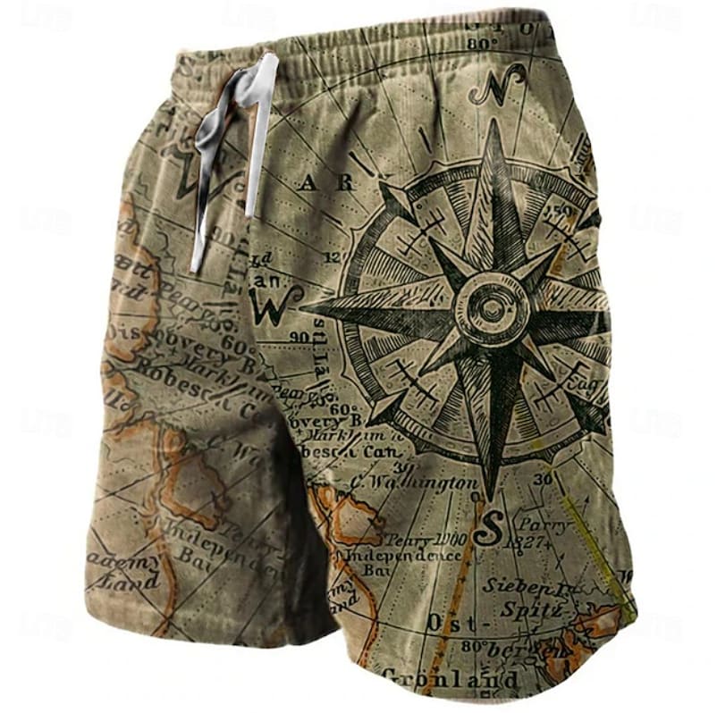 Byrne Compass Print Drawstring Shorts