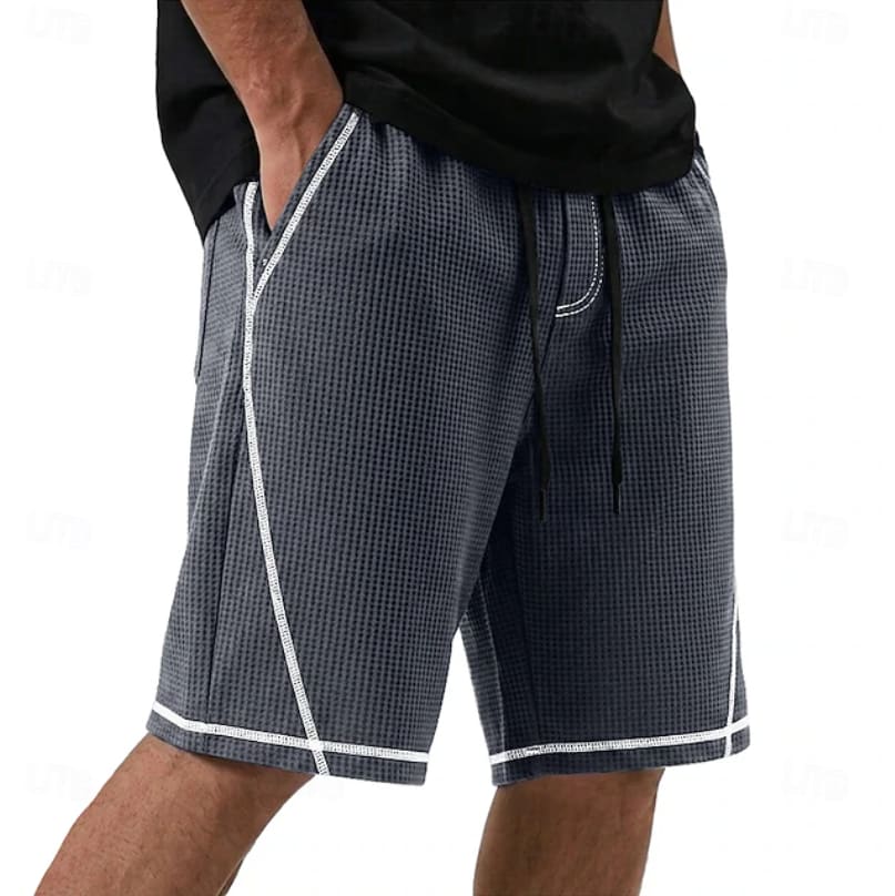 Cedric Waffle Texture Contrast Trim Shorts