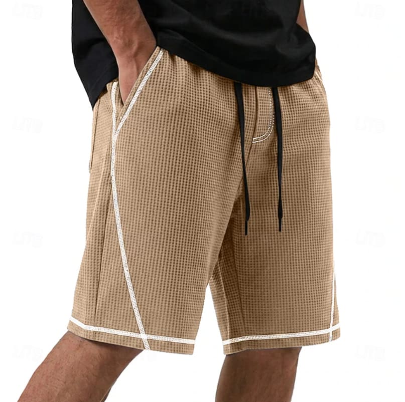 Cedric Waffle Texture Contrast Trim Shorts