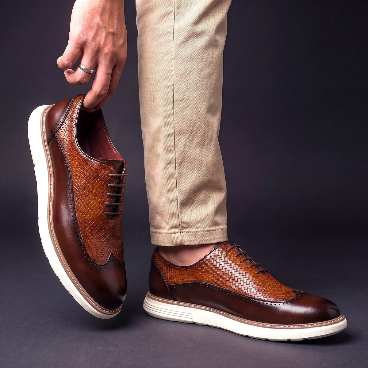 Ledger Leather Wingtip Brogue Sneakers
