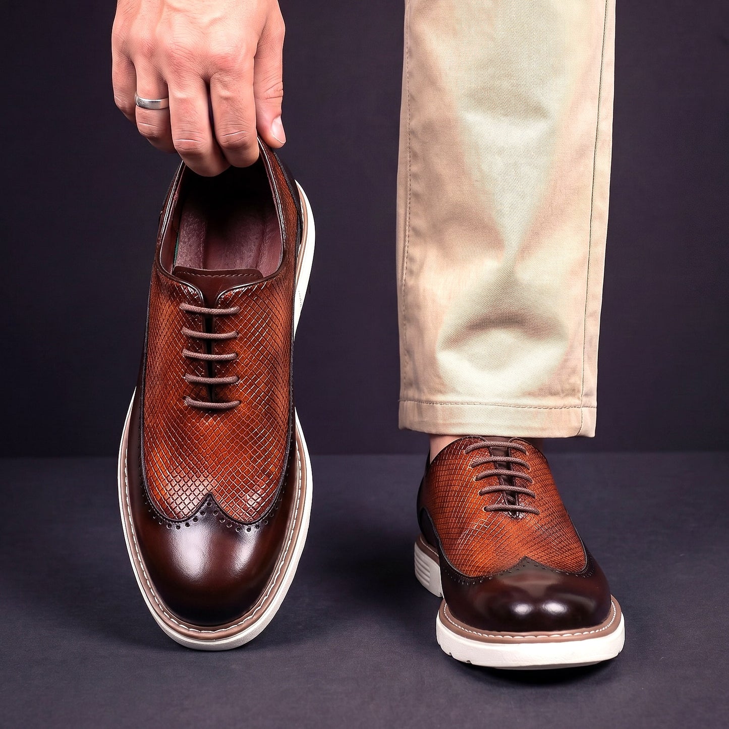 Ledger Leather Wingtip Brogue Sneakers_5