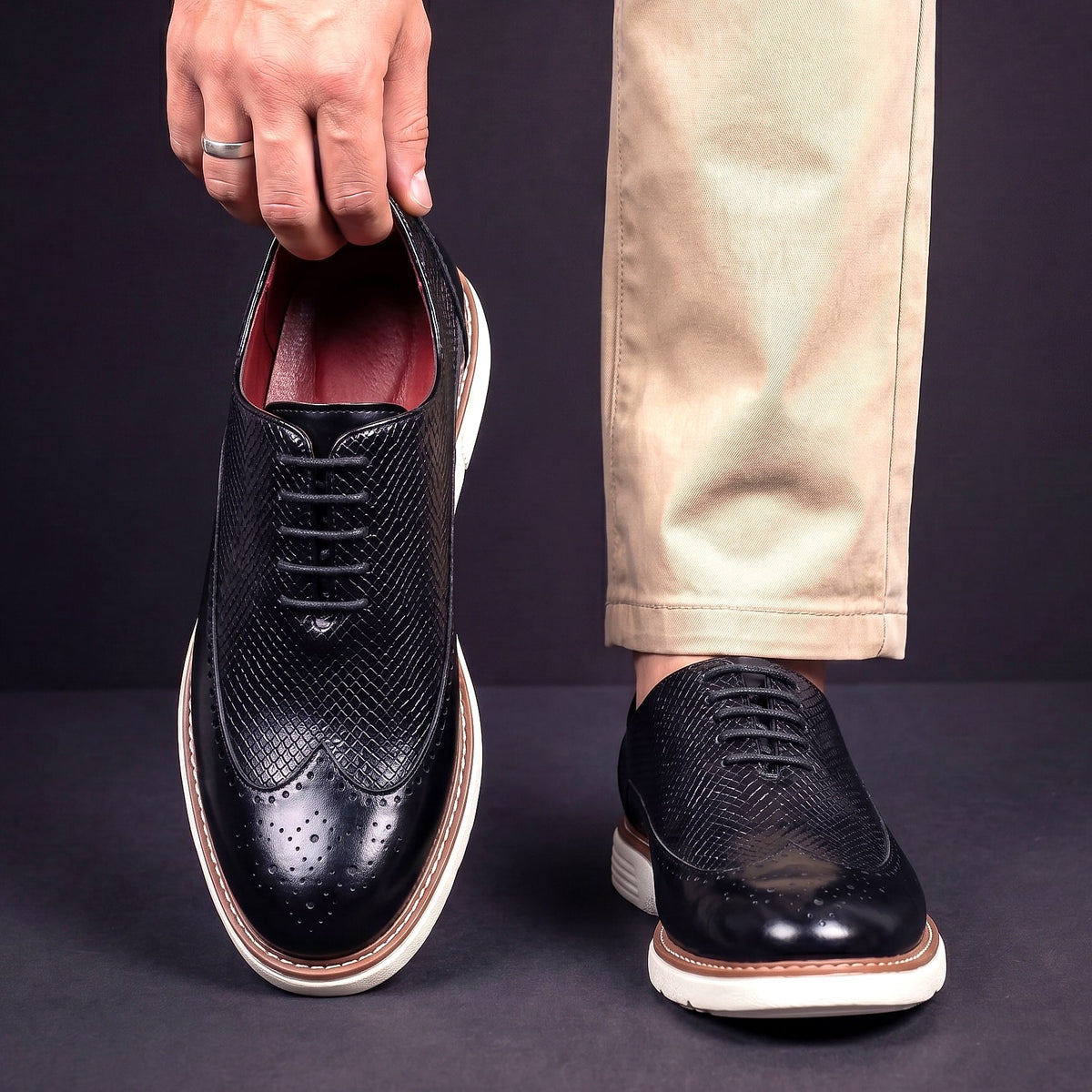 Ledger Leather Wingtip Brogue Sneakers
