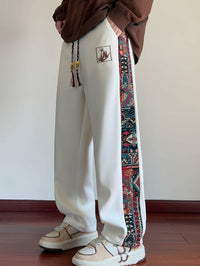 Octavius Patterned Panel Wide Leg Trousers