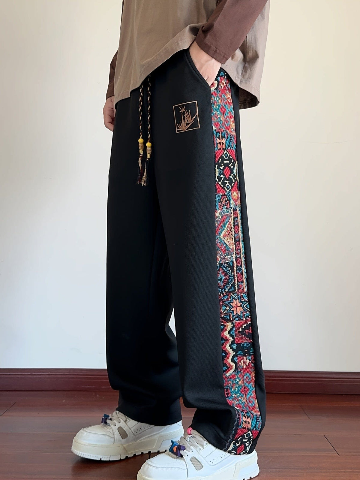 Octavius Patterned Panel Wide Leg Trousers