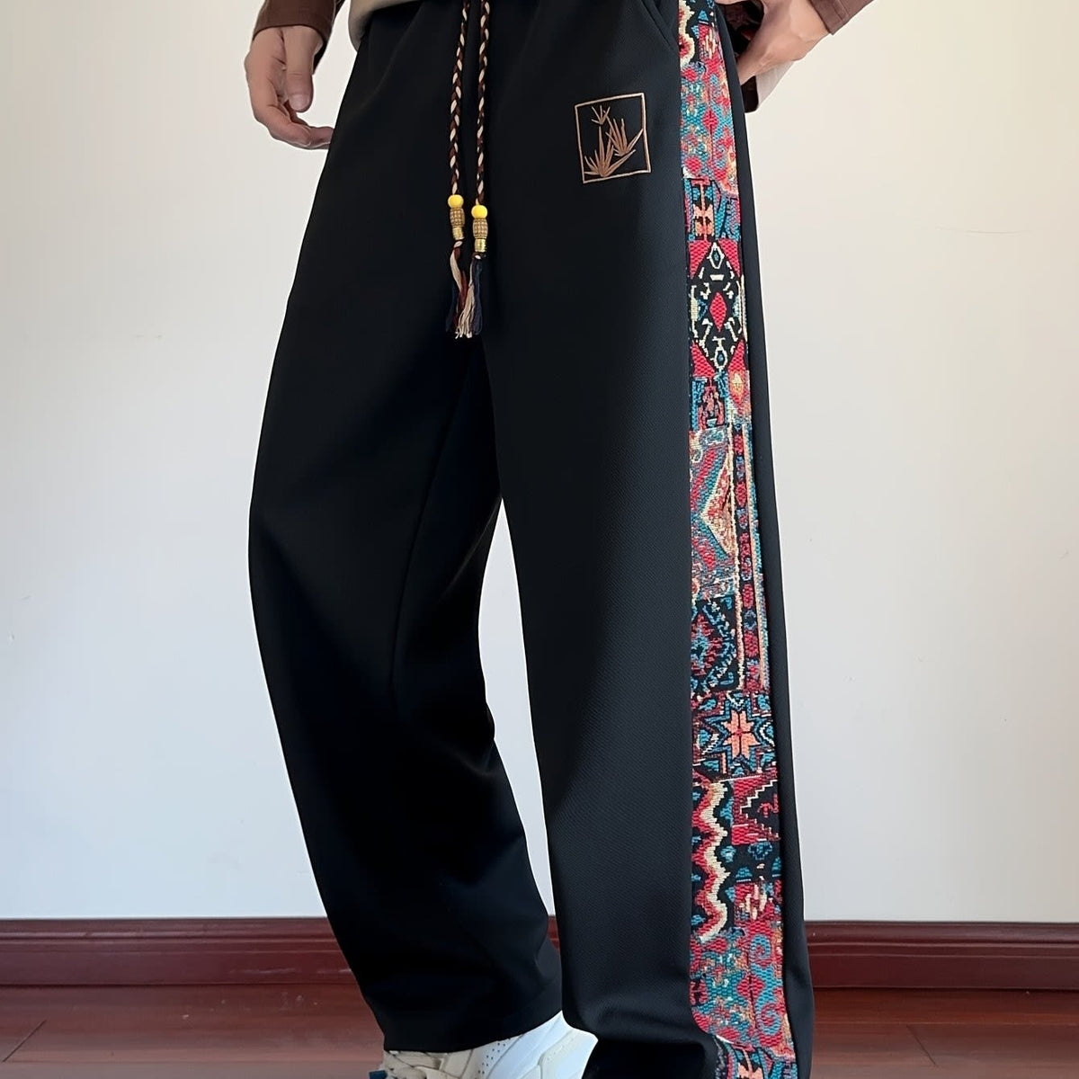Octavius Patterned Panel Wide Leg Trousers