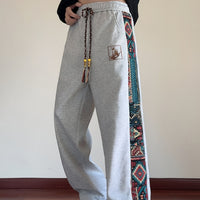 Octavius Patterned Panel Wide Leg Trousers
