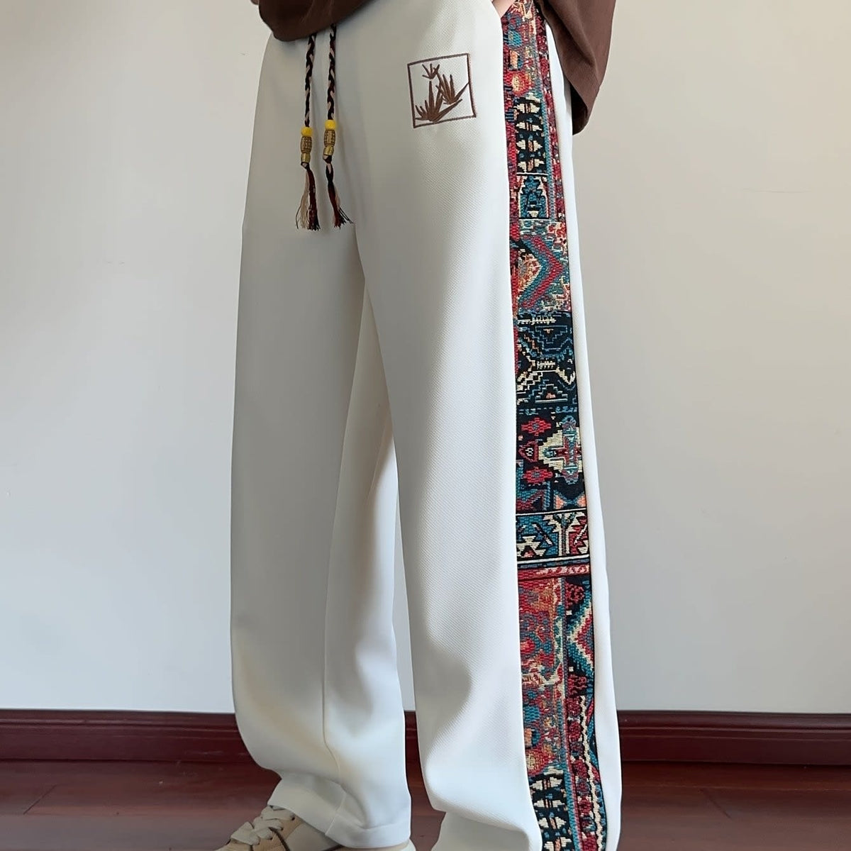 Octavius Patterned Panel Wide Leg Trousers