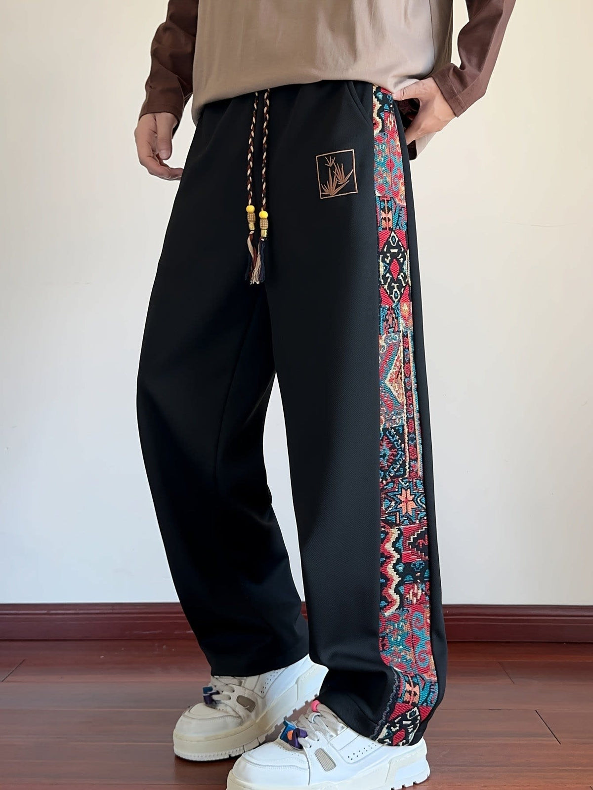 Octavius Patterned Panel Wide Leg Trousers
