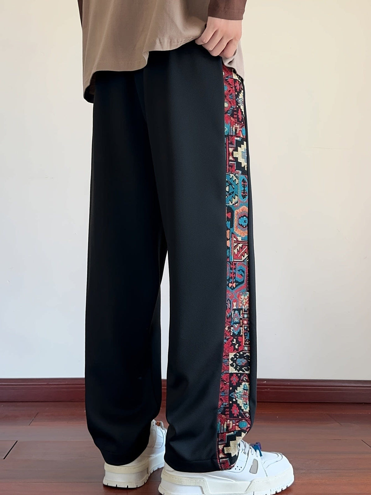 Octavius Patterned Panel Wide Leg Trousers