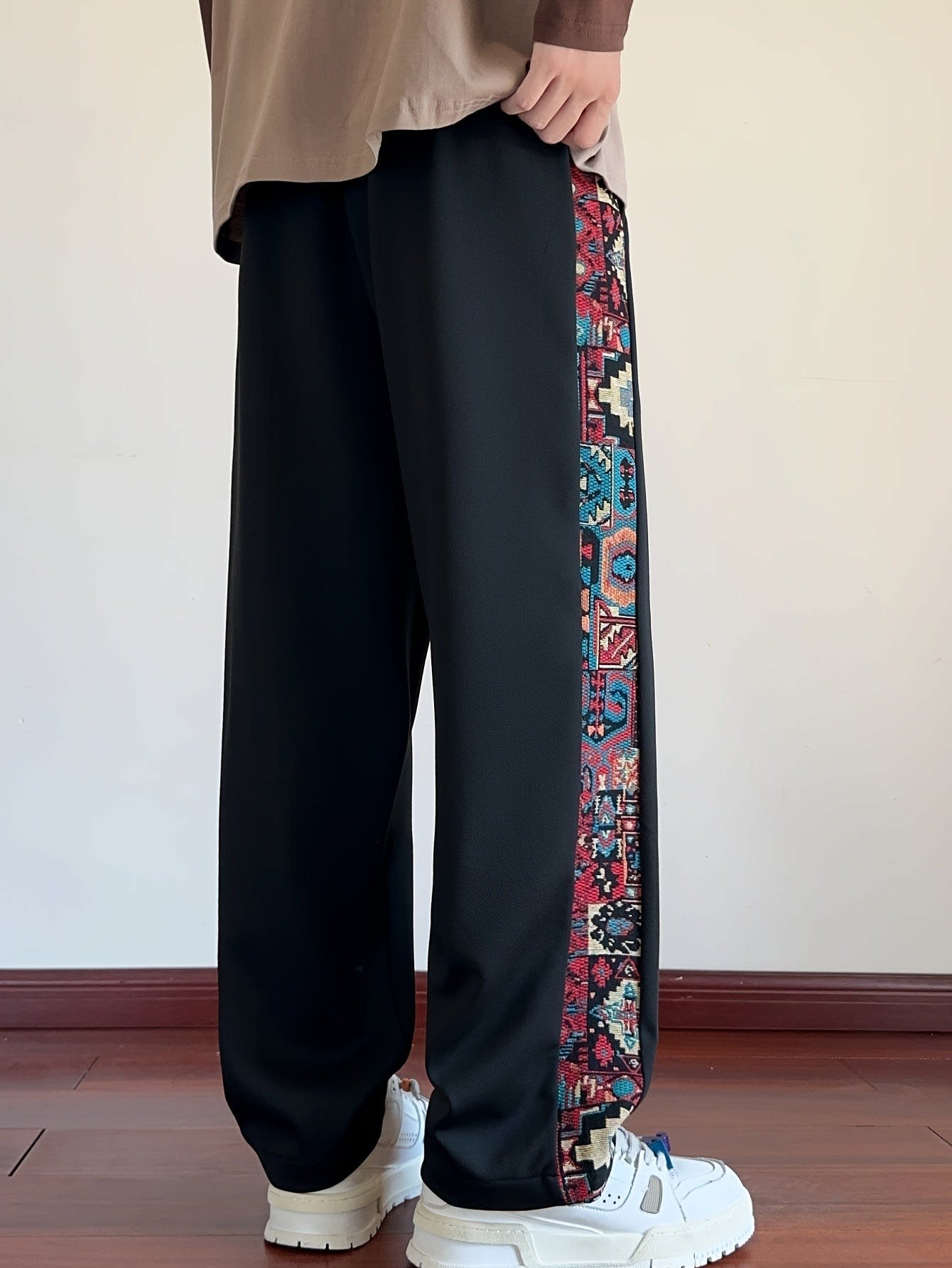 Octavius Patterned Panel Wide Leg Trousers_4