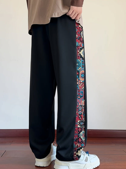 Octavius Patterned Panel Wide Leg Trousers_4