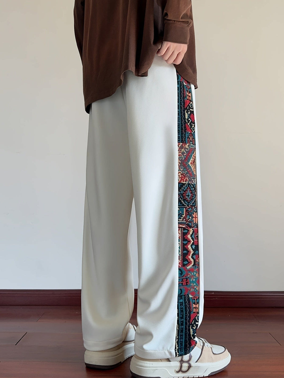 Octavius Patterned Panel Wide Leg Trousers