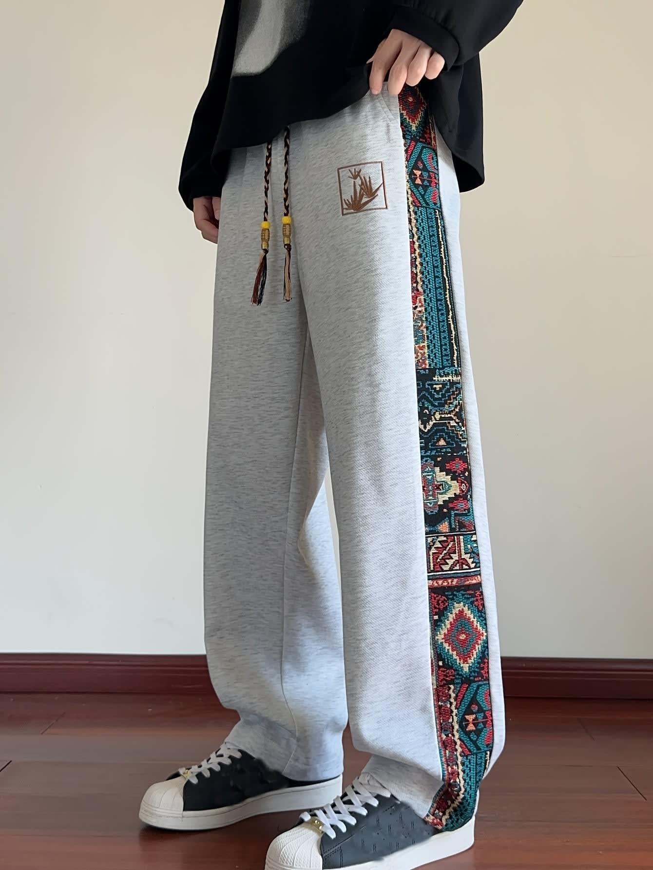 Octavius Patterned Panel Wide Leg Trousers_9