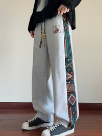Octavius Patterned Panel Wide Leg Trousers