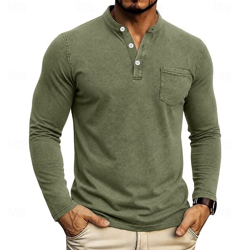 Gawain Garment Dyed Chest Pocket Henley