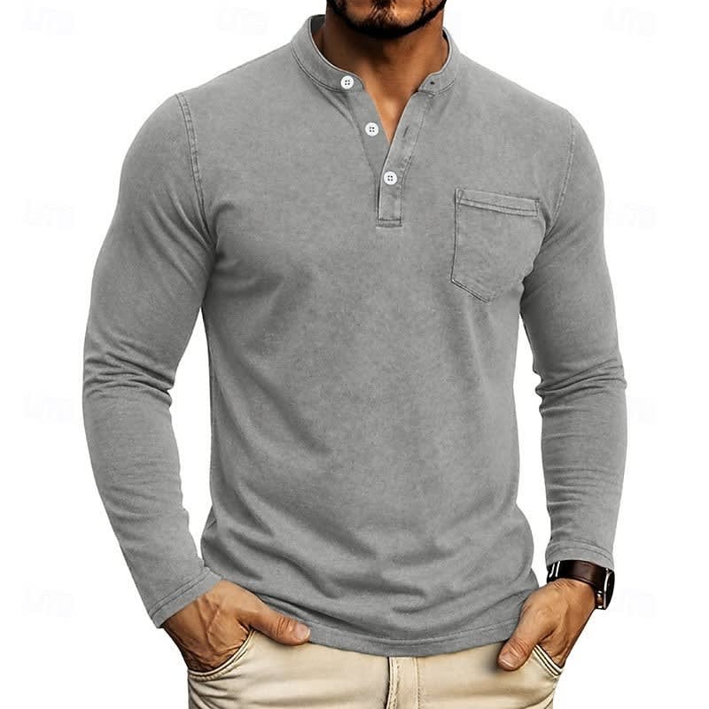 Gawain Garment Dyed Chest Pocket Henley