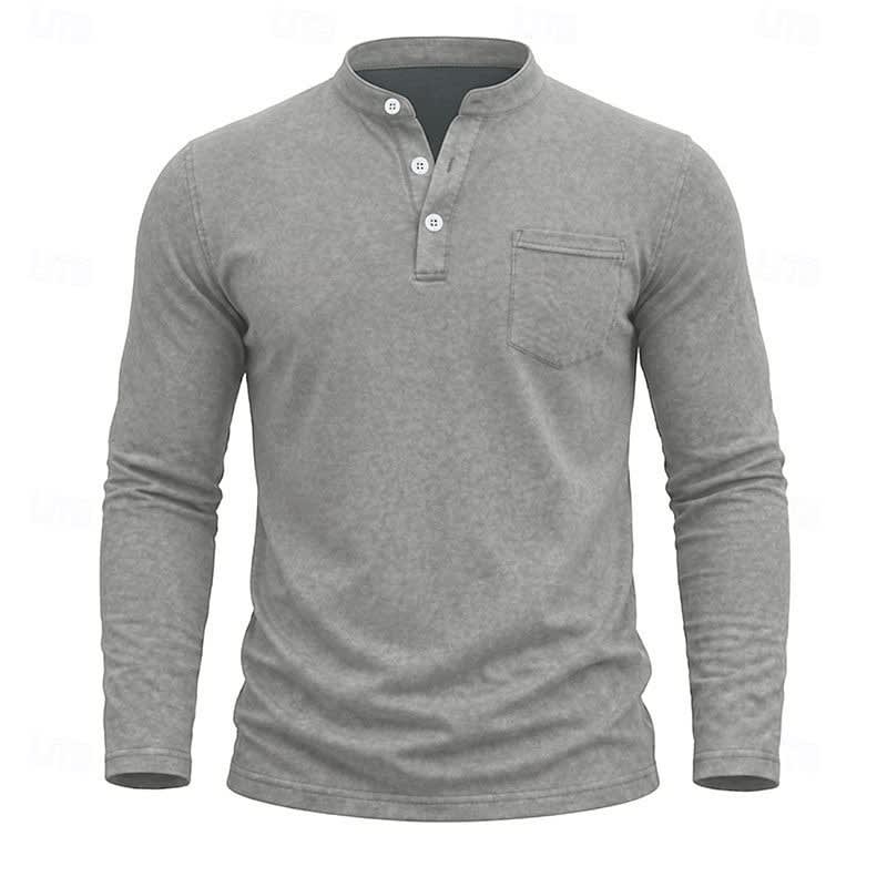 Gawain Garment Dyed Chest Pocket Henley