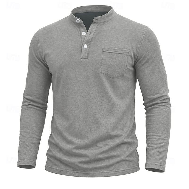 Gawain Garment Dyed Chest Pocket Henley