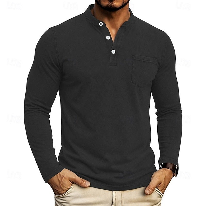 Gawain Garment Dyed Chest Pocket Henley