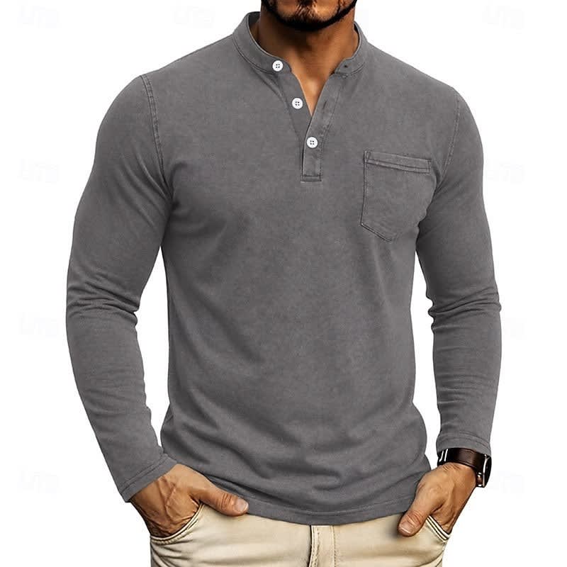 Gawain Garment Dyed Chest Pocket Henley