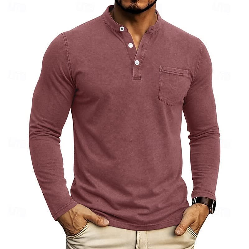 Gawain Garment Dyed Chest Pocket Henley