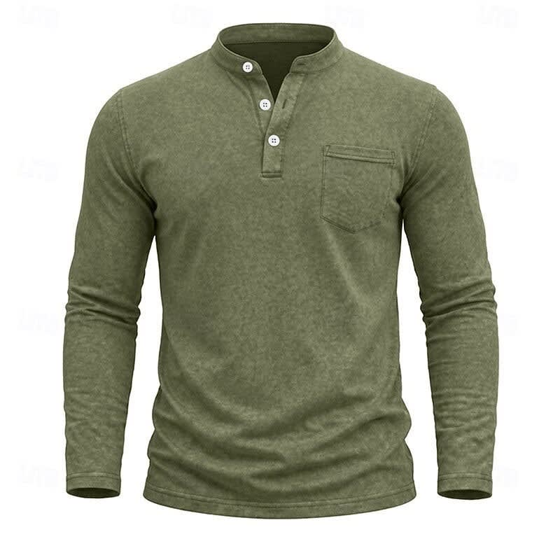 Gawain Garment Dyed Chest Pocket Henley