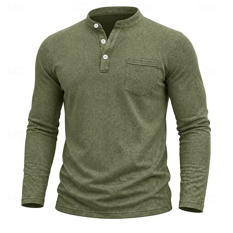 Gawain Garment Dyed Chest Pocket Henley