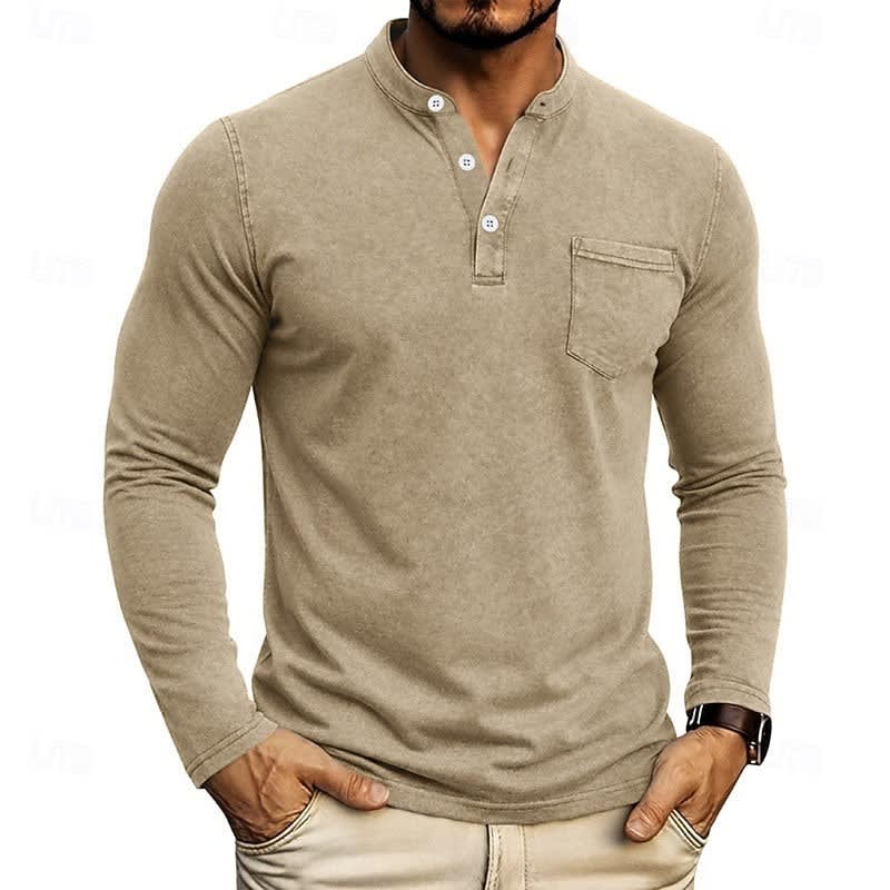 Gawain Garment Dyed Chest Pocket Henley