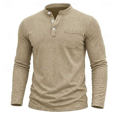 Gawain Garment Dyed Chest Pocket Henley_7
