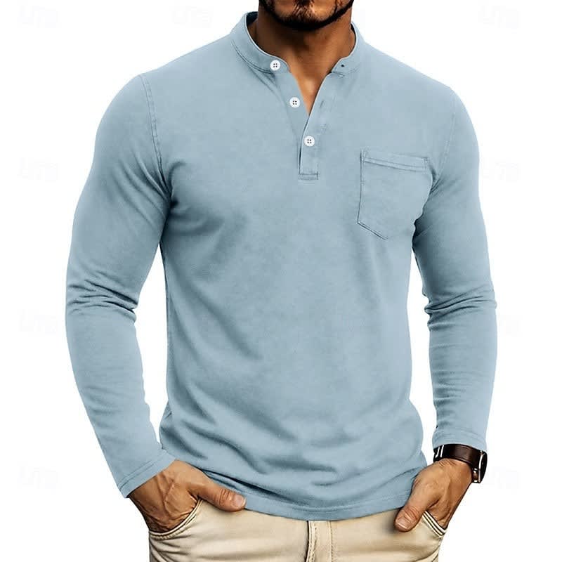 Gawain Garment Dyed Chest Pocket Henley