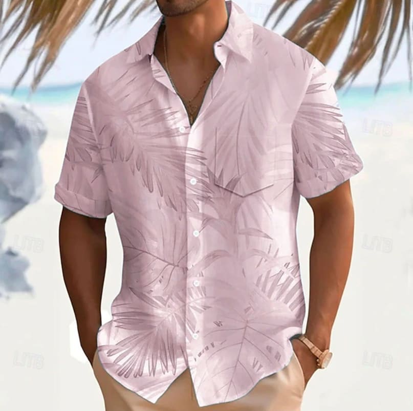 Thomas Tropical Leaf Print Short Sleeve Shirt_1