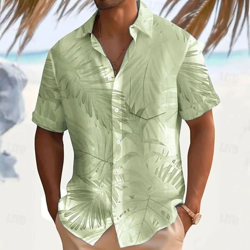 Thomas Tropical Leaf Print Short Sleeve Shirt_2