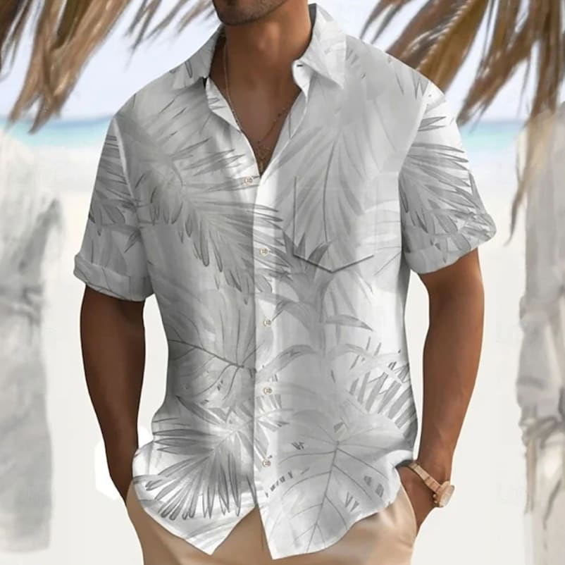 Thomas Tropical Leaf Print Short Sleeve Shirt_5