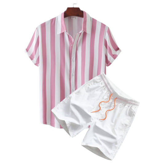 Jameson Wide Stripe Shirt and Swim Shorts Set_1