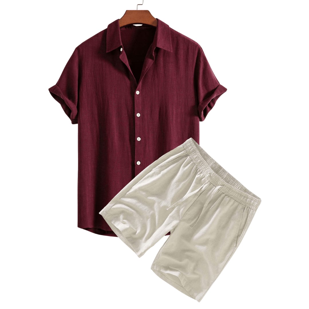 Crispin Linen Blend Camp Shirt and Shorts Set_2