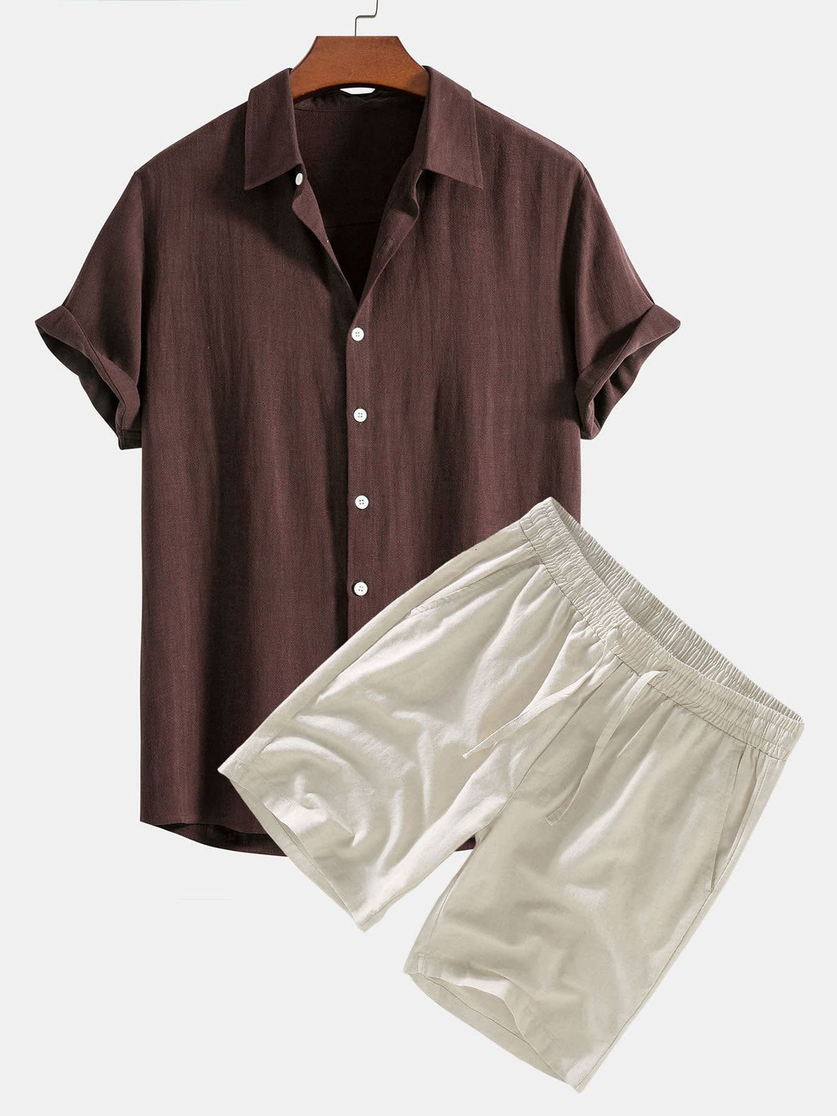 Crispin Linen Blend Camp Shirt and Shorts Set_5