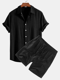 Crispin Linen Blend Camp Shirt and Shorts Set