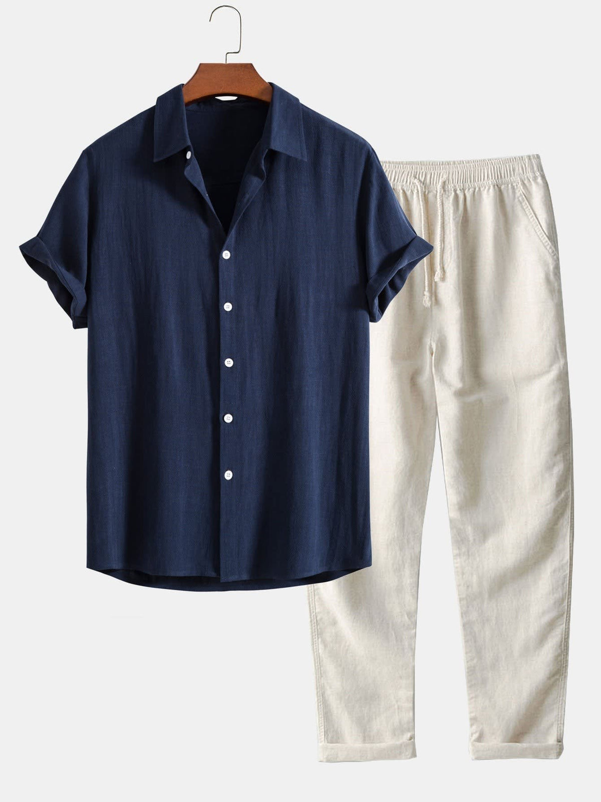 Jarrett Camp Collar Shirt and Linen Blend Trouser Set