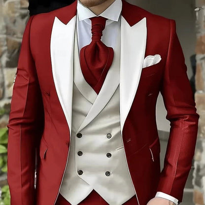 Dennis Peak Lapel Three Piece Suit Set_2