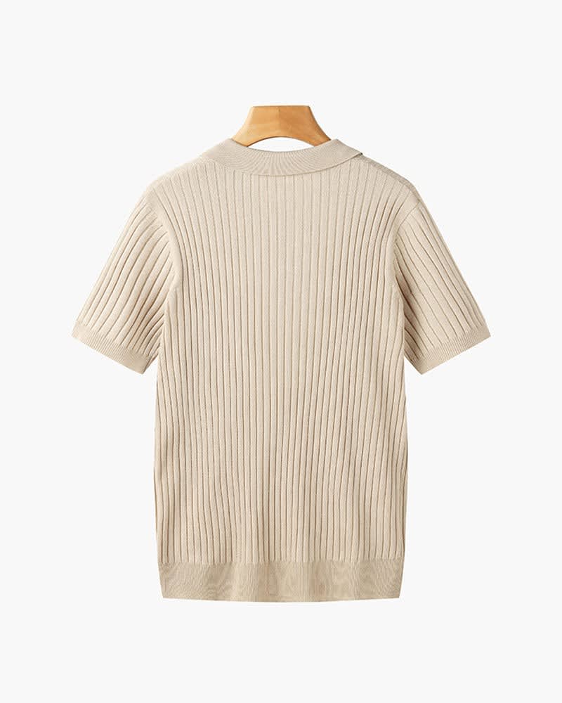 Grayson Ribbed Collared V Neck Polo_12