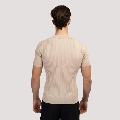 Grayson Ribbed Collared V Neck Polo_13