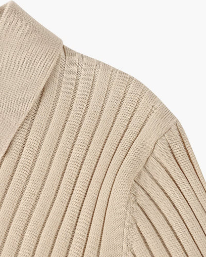 Grayson Ribbed Collared V Neck Polo_16