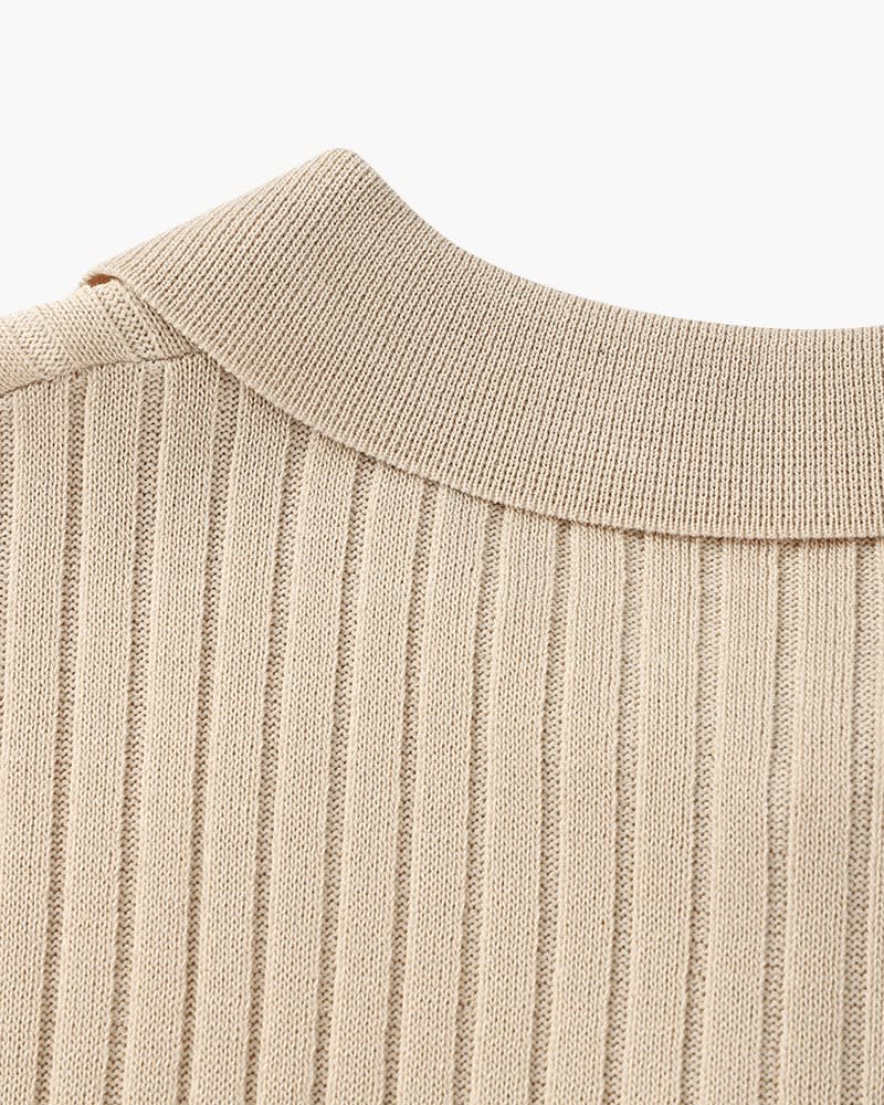 Grayson Ribbed Collared V Neck Polo_17