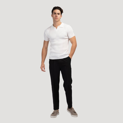 Grayson Ribbed Collared V Neck Polo_8